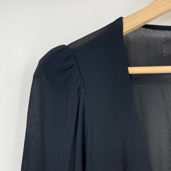 Reformation | Brooke Dress Black Long Sleeve Mini Wrap Dress XS - Picture 7 of 11